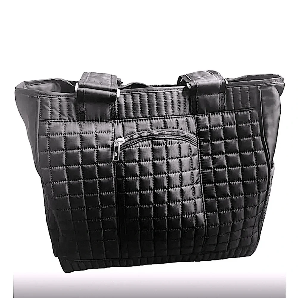 Lug Black Quilted Two Handle Tote Bag Carry On Luggage